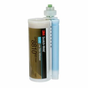 Keo dán Acrylic 3M™ Scotch-Weld™ nhẹ mùi DP8810NS là keo dán acrylic hai thành phần, không chảy xệ, cường lực. Chất kết dính này là sự lựa chọn lý tưởng cho nhiều ứng dụng công nghiệp và thương mại vì nó đạt độ bền kết cấu nhanh gấp đôi so với hầu hết các loại keo dán acrylic cạnh tranh khác với thời gian mở tương đương.