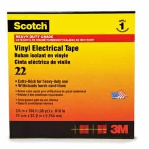 Băng keo Điện Vinyl Scotch® 22 là một trong những băng keo điện vinyl dày (10mil) của 3M. Được thiết kế cho các ứng dụng cách điện đòi hỏi độ bền cơ học cao và khả năng chống mài mòn.